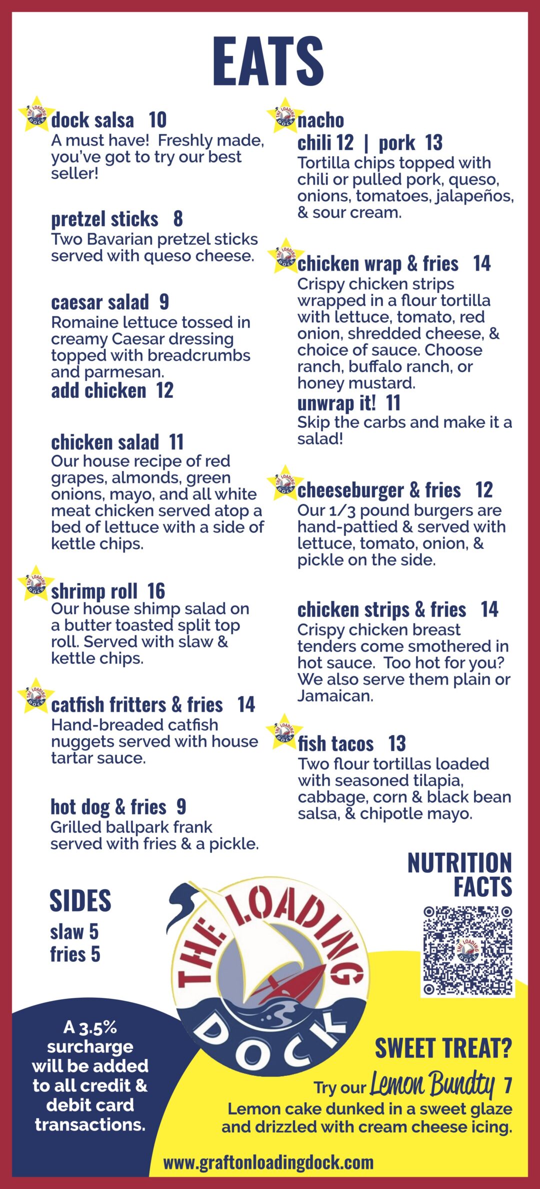 Menu The Loading Dock St. Louis' Only Waterfront Entertainment